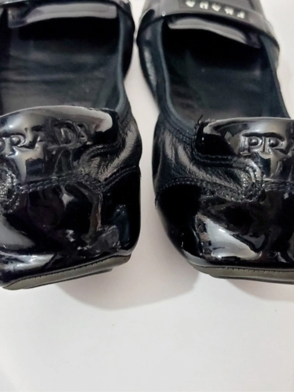 Prada Women's Black Patent & Leather Ballet Loafer